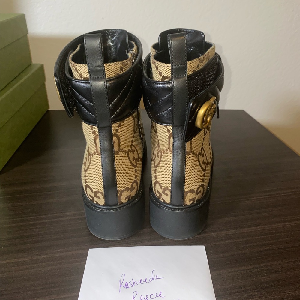 Black and Tan leather Gucci Lace-Up Boots - Picture 4 of 12
